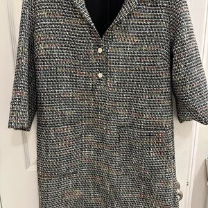 Chic Tweed Dress with Button Detail